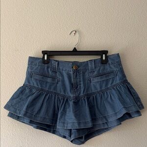 American Eagle Blue Ruffled Denim skort